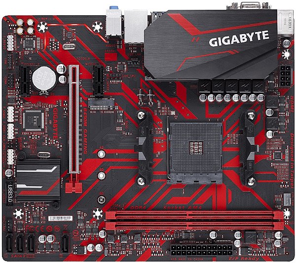 Placa Mãe Gigabyte B450 Gaming, Am4 2xddr4(máx 64gb),4 Sata,1 M.2, Hdmi/vga/dvi-d 2xusb 3.2, 4xusb 2.0 [F018]