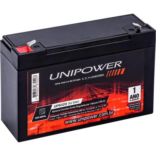 Bateria Estacionária Selada 6V 12Ah VRLA UP6120 Unipower [F002]