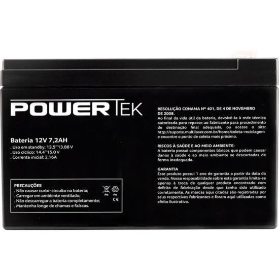 Bateria Selada 12V 7,2Ah EN014 Powertek [F002]