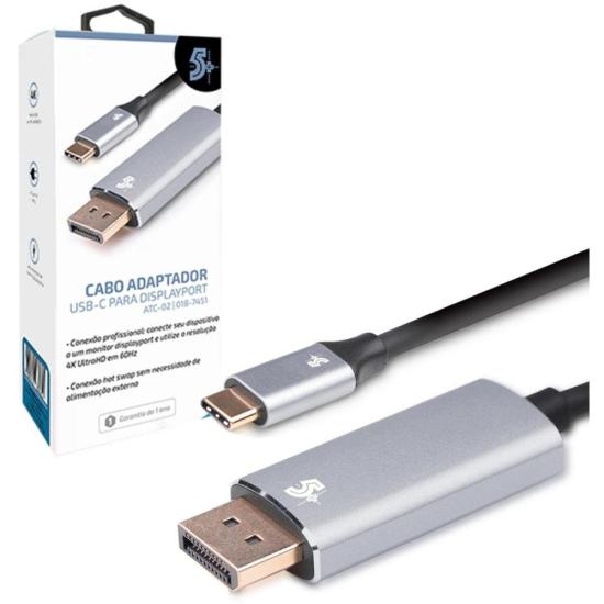 Cabo Adaptador USB-C Para Dport Macho 4k 60hz 1.8m 5+ [F002]