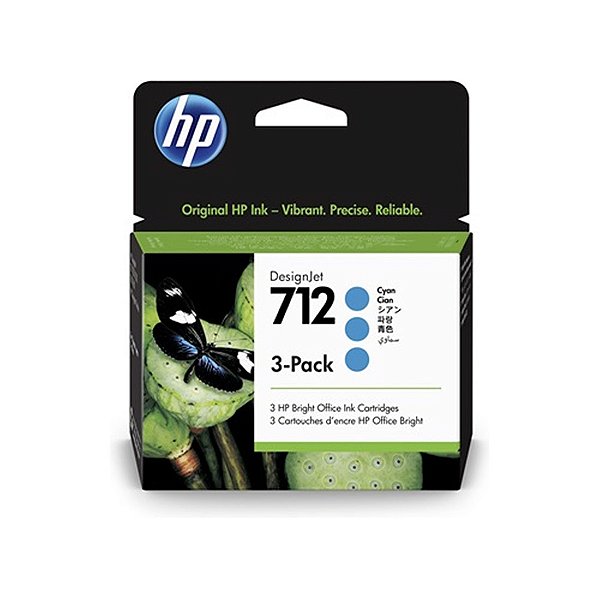 Cartucho de tinta HP 712 Ciano PLUK 29ml (3 unid) 3ED77A - 3 [F030]