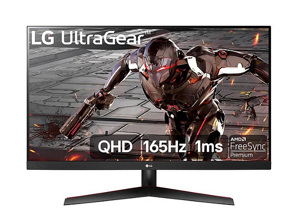 Monitor Gamer LG UltraGear 32", 165Hz, QHD, 1ms, DisplayPort e HDMI, 95% sRGB, FreeSync Premium, HDR 10, VESA, Preto - 32GN600-B
