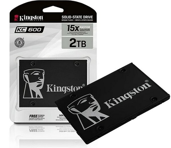 SSD Kingston KC600, 2048GB, SATA, Leitura 550MB/s, Gravação 520MB/s - KC600/2048G