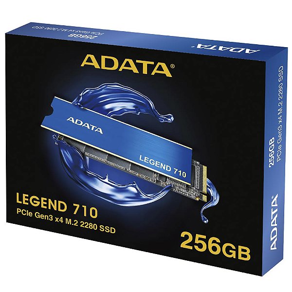 SSD ADATA Legend 710, M.2, PCIe 3x4, NVMe, Leitura 2400MB/s, Gravação 1800MB/s, ALEG-710