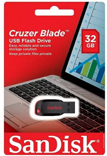 PEN Drive Sandisk Cruzer Blade 32gb USB 2.0 Preto - Ssdcz50-032g-b35