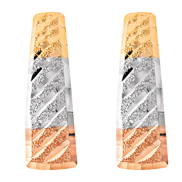 BRINCO ESTAMPADO TRICOLOR  OURO 18K.