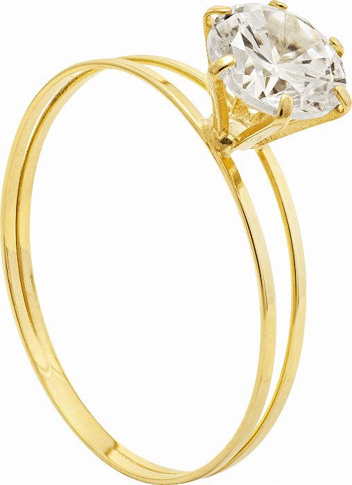 ANEL CÁLICE PEDRA DE ZIRCÔNIA OURO 18K.BS. NUMERAÇÃO DISPONÍVEL ATÉ 24.
