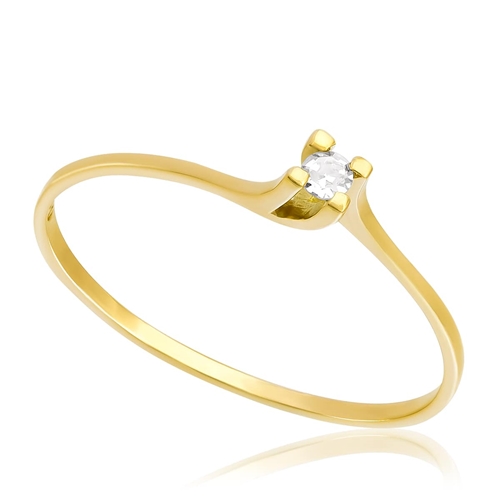 ANEL SOLITÁRIO DE ZIRCÔNIA COM GARRA TORCIDA OURO 18K. OBS. NUMERAÇÃO DISPONÍVEL ATÉ 24.