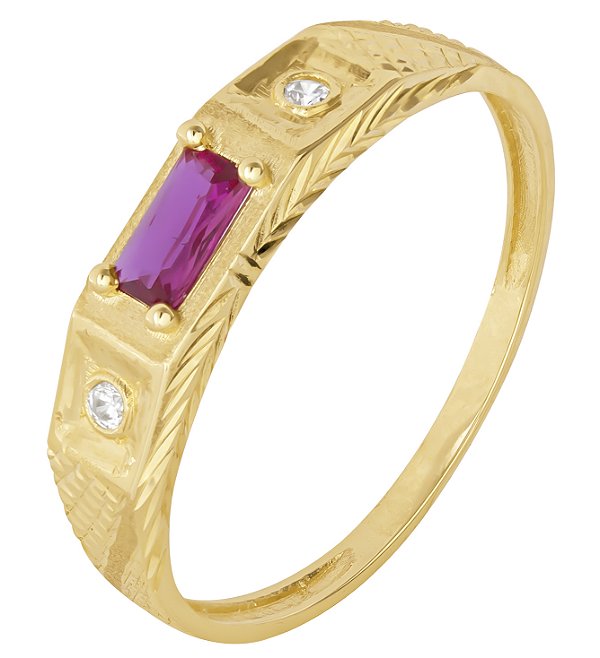 ANEL COM PEDRA DE ZIRCÔNIA VERMELHA OURO 18K.NUMERAÇÃO DISPONÍVEL ATÉ 24.