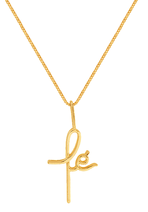 GARGANTILHA MINI FÉ COM 45CM DE COMPRIMENTO OURO 18K.