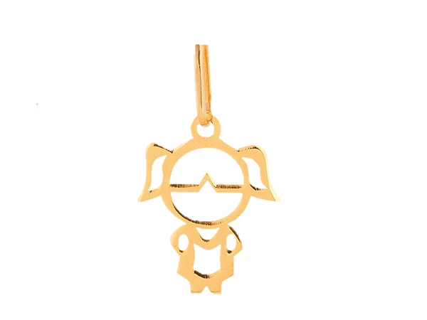 PINGENTE MENINA VAZADA TAMANHO MÉDIO OURO 18K.