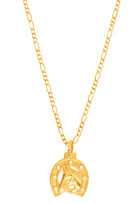 CORRENTE MASCULINA 3X1 COM PINGENTE FERRADURA 60CM DE COMPRIMENTO OURO 18K.