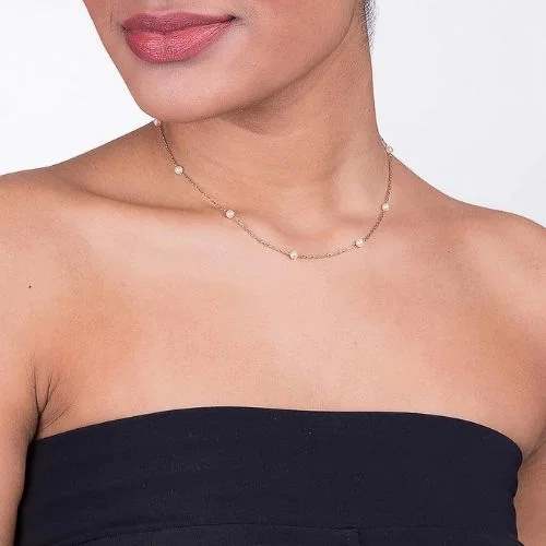 GARGANTILHA PÉROLAS DE 3MM COM 45CM DE COMPRIMENTO OURO 18K.