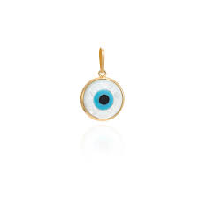 PINGENTE OLHO GREGO  COM 1CM DE COMPRIMENTO OURO18K.