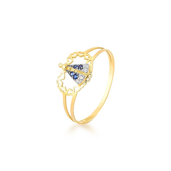 ANEL NOSSA SENHORA APARECIDA OURO 18K. OBS. NUMERAÇÃO DISPONÍVEL ATÉ 24.