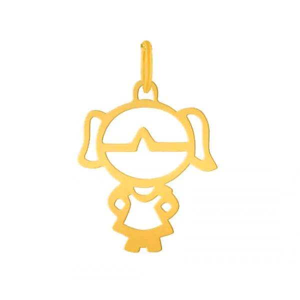 PINGENTE MENINA VAZADA (GRANDE COM 3CM ) DE COMPRIMENTO OURO 18K.
