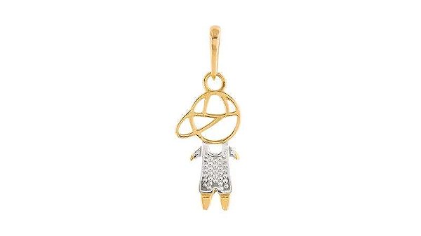 PINGENTE MENINO BICOLOR VAZADO (GRANDE 2,5CM) DE COMPRIMENTO OURO 18K.