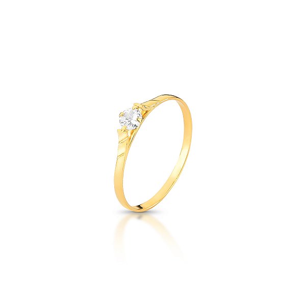 ANEL SOLITÁRIO INFANTIL COM PEDRA DE ZIRCÔNIA OURO 18K. OBS. NUMERAÇÃO DISPONÍVEL ATÉ 12.