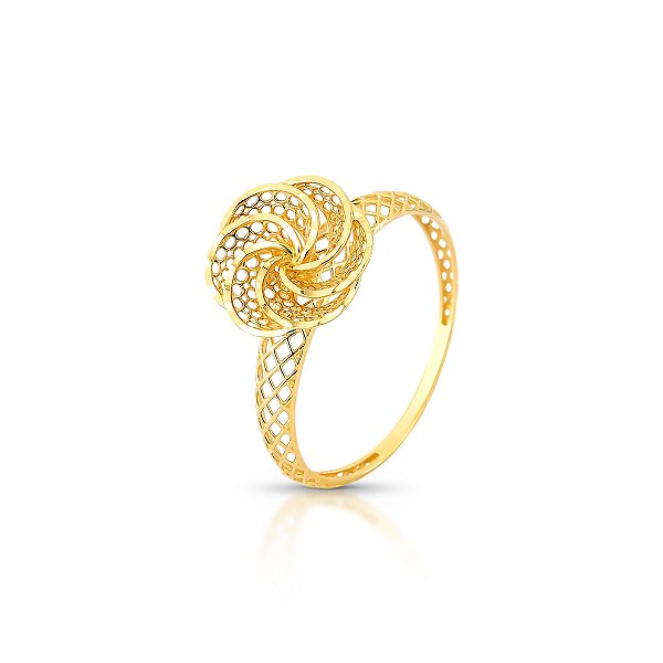ANEL FLOR OURO 18K. OBS. NUMERAÇAO DISPONÍVEL  ATÉ 24.