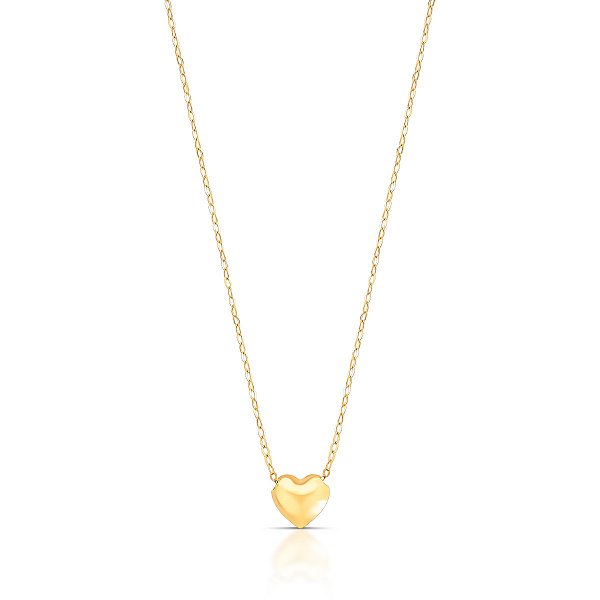 GARGANTILHA BALÃOZINHO CORAÇÃO CHEIO COM 45CM DE COMPRIMENTO OURO 18K.