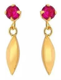 BRINCO INFANTIL GRÃO DE ARROZ  COM PEDRA DE ZIRCÔNIA OURO18K.