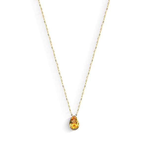 GARGANTILHA GOTA TOPAZIO GEMA NATURAL 45CM DE COMPRIMENTO OURO 18K.