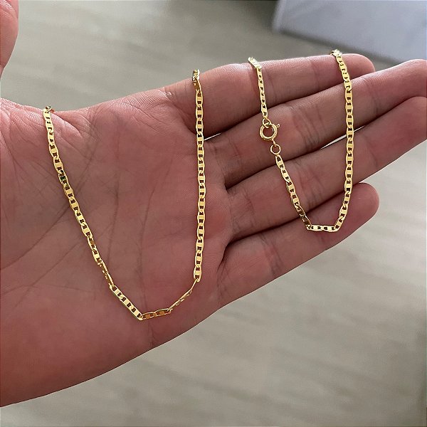 CORRENTE PIASTRINE MASCULINA  60CM DE COMPRIMENTO OURO 18K. 3MM