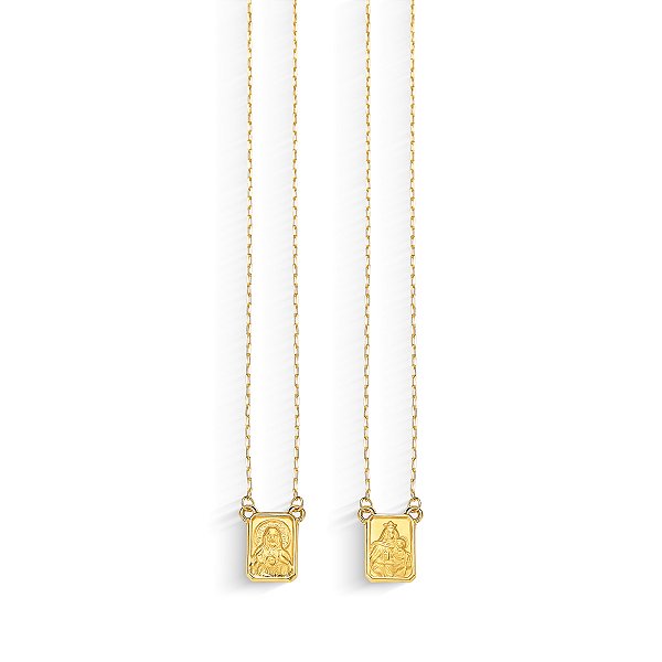 ESCAPULÁRIO CARTIER DUPLA FACE COM 70CM DE COMPRIMENTO OURO 18K.