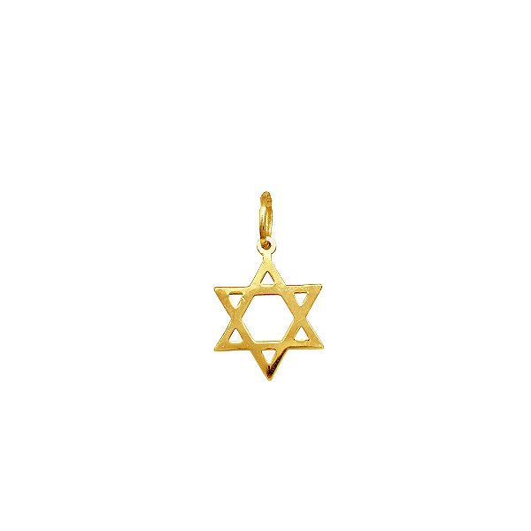 PINGENTE ESTRELA DE DAVI (PEQUENA) 0,5CM DE COMPRIMENTO OURO 18K.