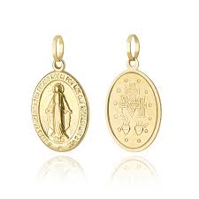 PINGENTE NOSSA SENHORA DAS GRAÇAS 1,7CM DE COMPRIMENTO OURO 18K.