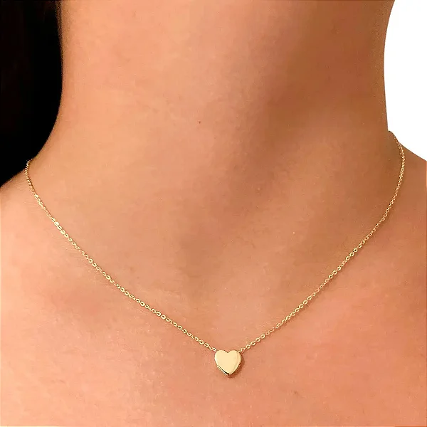 GARGANTILHA BAILARINA FINA COM CORAÇÃO 45CM DE COMPRIMENTO OURO 18K.