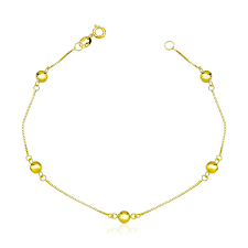 PULSEIRA BOLINHA DE 5,5MM COM 18CM DE COMPRIMENTO OURO 18K.