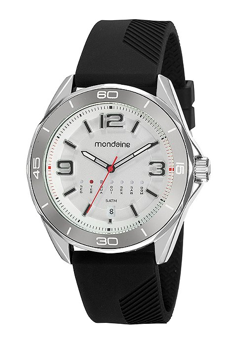 RELÓGIO MONDAINE CAIXA DE METAL PULSEIRA SILICONE 32228G0MVNI2. PROMOÇÃO473,00