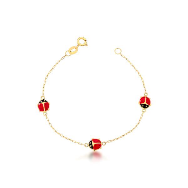 PULSEIRA INFANTIL JOANINA RESINA COM 13CM DE COMPRIMENTO OURO 18K.