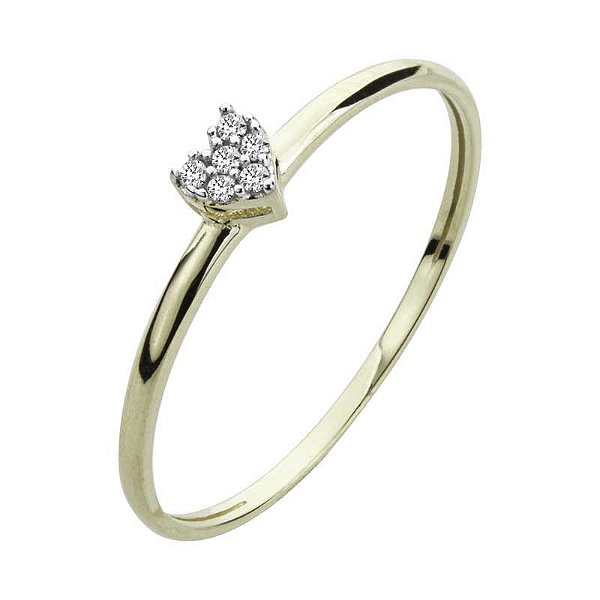 ANEL CORAÇÃO COM DIAMANTES OURO 18K. PREMIUM COLLECTION. PRAZO ATÉ 10 DIAS. NUMERACÃO DISPONIVEÍS ATÉ 24.
