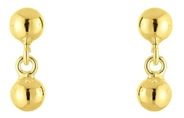 BRINCO INFANTIL MEIA BOLINHA COM BOLA PENDURADA 3MM OURO 18K.
