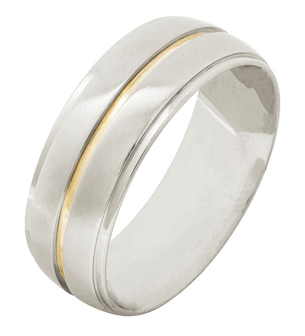 ALIANÇA AÇO COM FIO DOURADO. (CADA) OBS NUMERAÇÃO DISPONIVEÍS ATÉ 30.