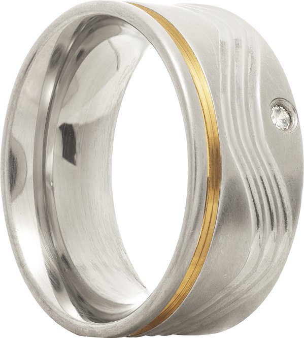 ALIANÇA AÇO FIO DOURADO PEDRA DE ZIRCÔNEA (CADA). OBS. NUMERAÇÃO DISPONIVEÍS ATÉ 28