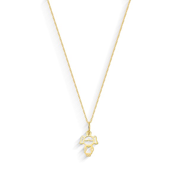 CORRENTE BALÃOZINHO PINGENTE MENINA VAZADO 45CM OURO 18K.