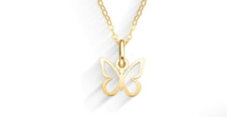 PINGENTE BORBOLETA VAZADA 1CM OURO 18K.