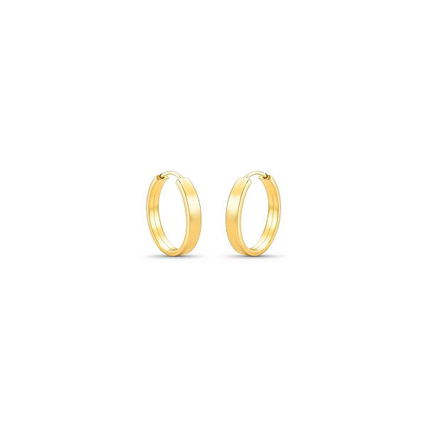 BRINCO DE ARGOLA QUADRADO PEQUENO 1CM OURO 18K.