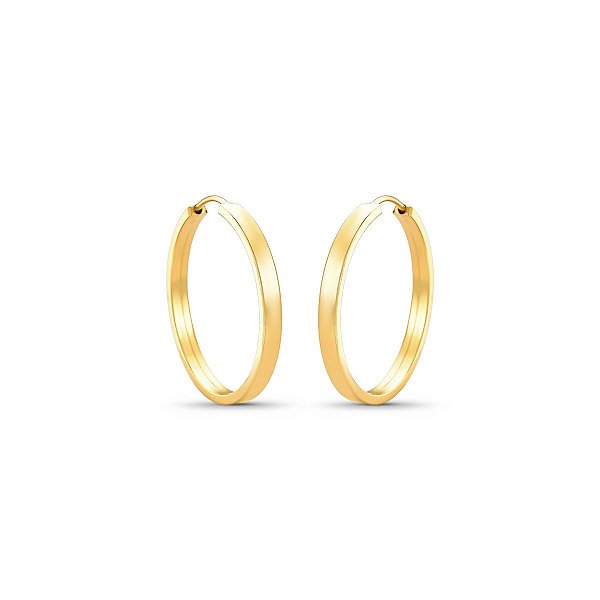 Brinco Argola Quadrado (G) 2cm Ouro 18K