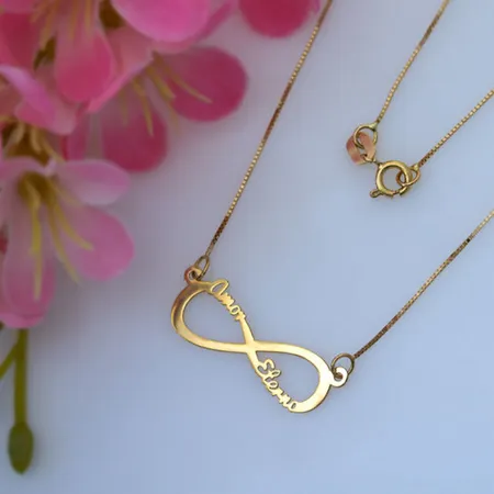 GARGANTILHA INFINITO AMOR ETERNO 40CM OURO 18K