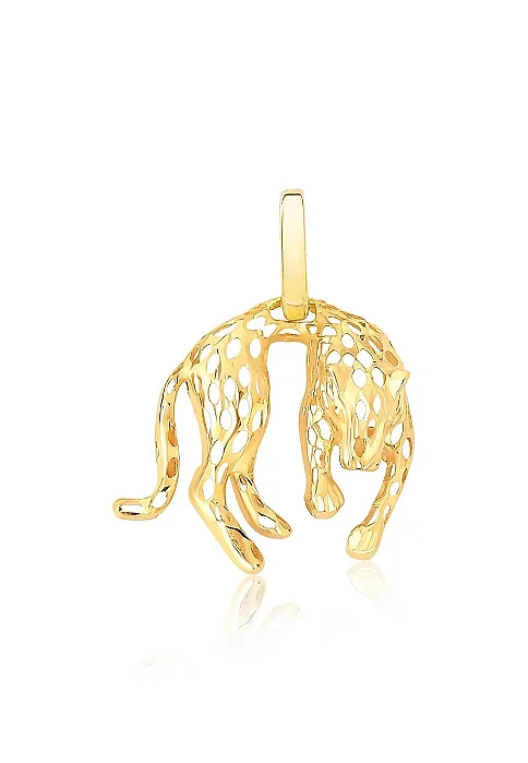 PINGENTE PANTERA OLHOS ZIRCÔNIA VERMELHA OURO 18K.