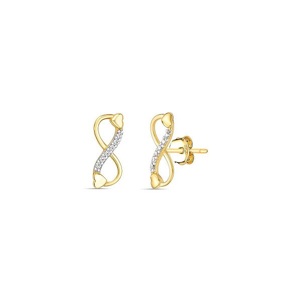 BRINCO INFINITO PEDRAS ZIRCÔNIA OURO 18K.