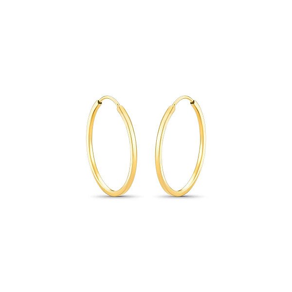 BRINCO ARGOLA REDENDO 2,5CM OURO 18K.