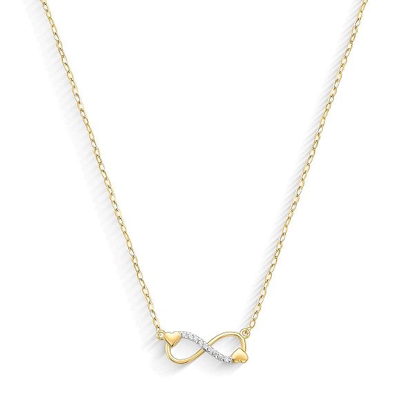 GARGANTILHA INFINITO PEDRA ZIRCÔNIA OURO 18K.