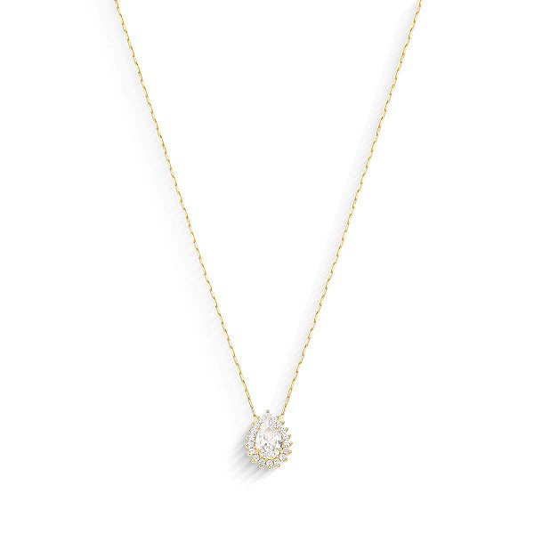 Gargantilha Cartier Gota Zircônia Branca 45cm Ouro 18k.