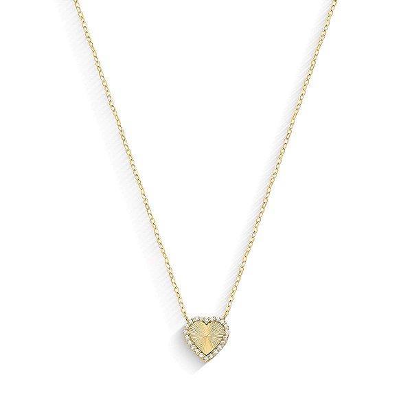Gargantilha Balaõzinho Coração Zircônia 40cm Ouro 18k.