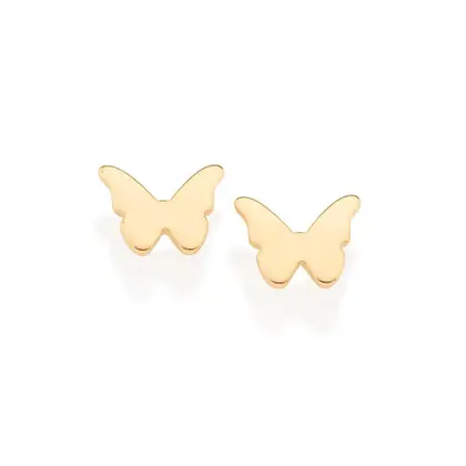 Brinco Borboleta Dobrada Ouro 18k.